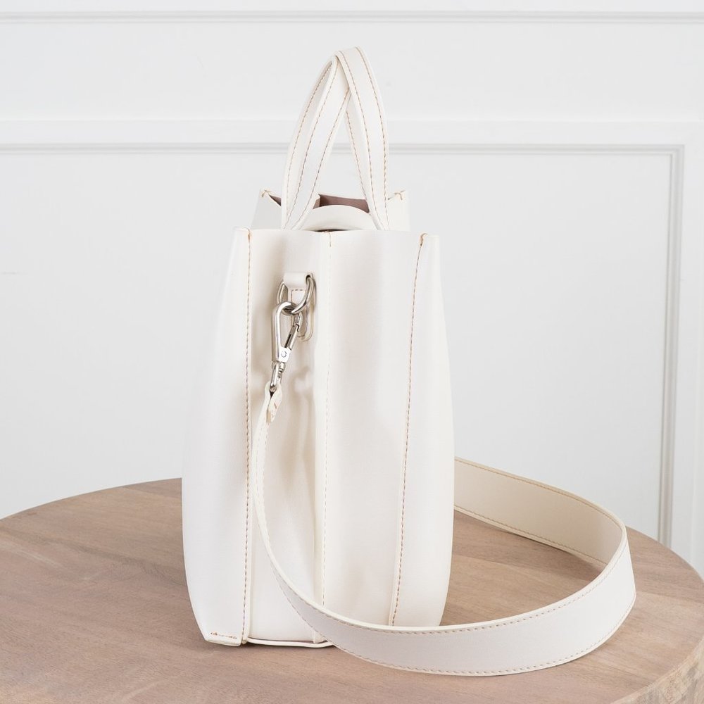 😍The Stella Genuine Leather Satchel Bag - Chalk - Picture 6 of 11